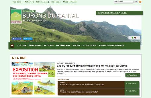 Burons du Cantal, une capture d'écran du site web de l'association engagée dans leur sauvegarde