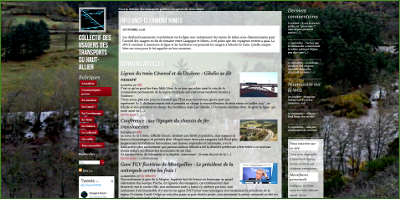 Capture d'écran du site web du collectif des usagers des transports du Haut-Allier