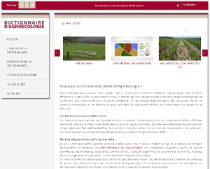 Une capture d'écran du site du web dico consacré à l'agroécologie