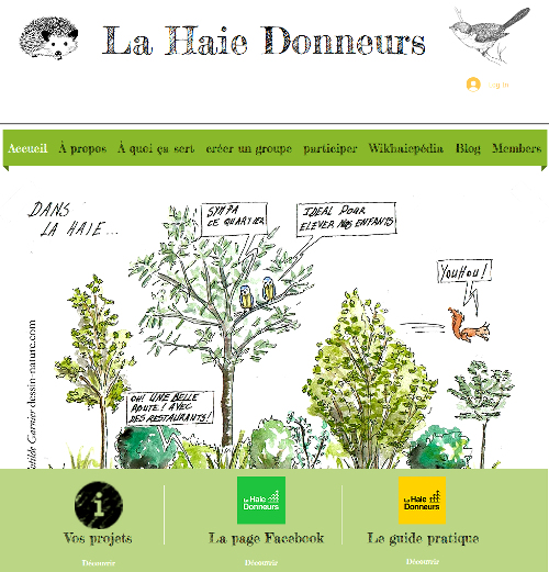 La Haie Donneurs, la page d'accueil du site web de l'association