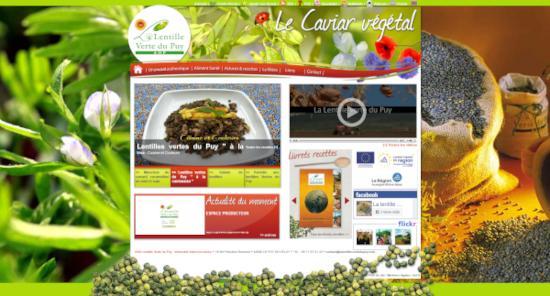 Une capture d'écran du site web officiel de l'AOP Lentille Verte du Puy