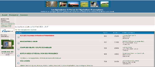 Une capture d'écran du forum des agrinautes