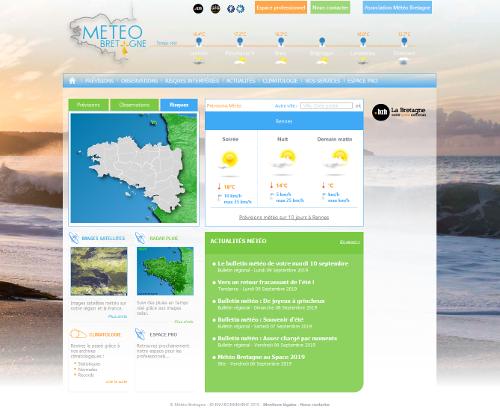 Météo Bretagne, une capture d'écran du site web