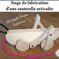 L'affiche pour un stage de fabrication d'une sauterelle en bois